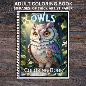Owls - Spiral Bound Adult Coloring Book - Thick Artist Pape…